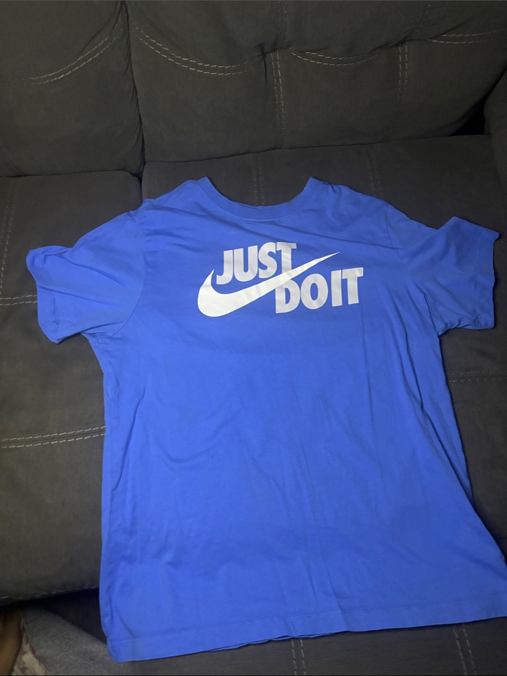 Nike Blue Tee with White 'Just Do It' Swoosh